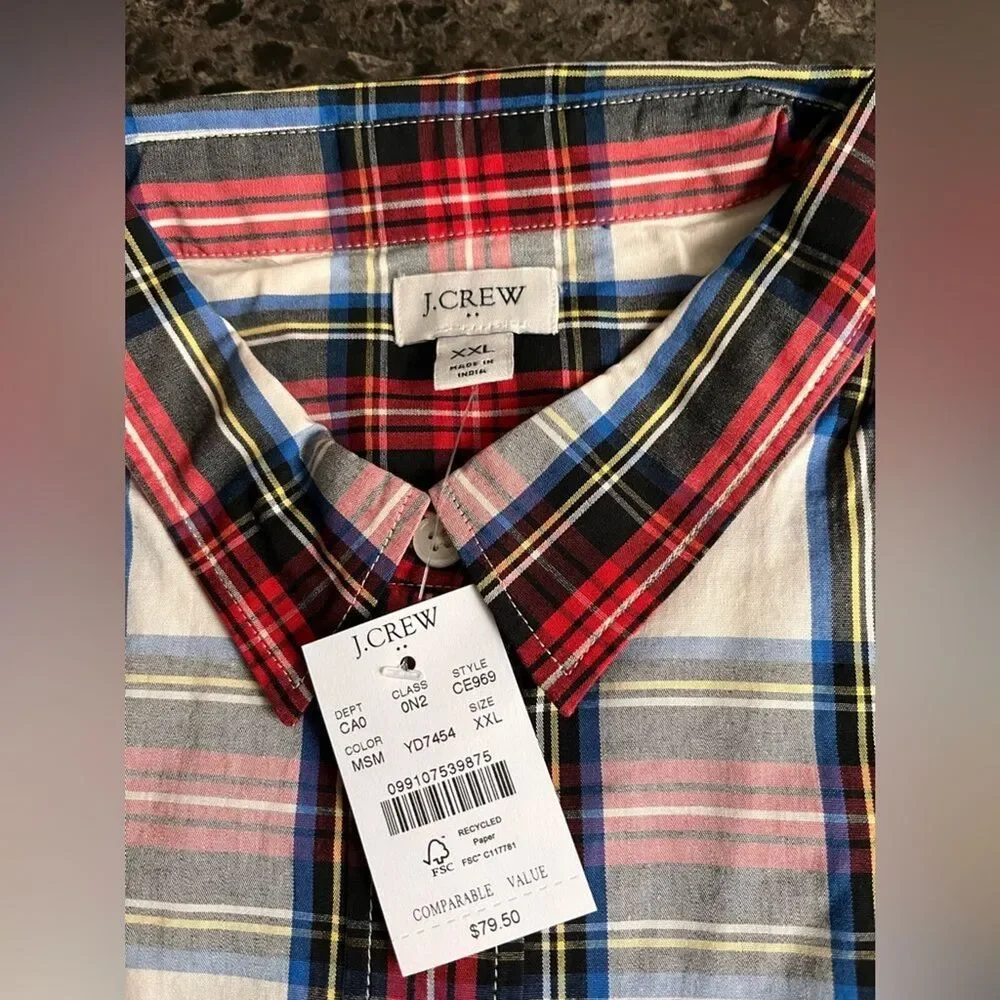 NWT J. Crew Women’s Holiday Tartan Plaid Button Down Shirt Size 2X